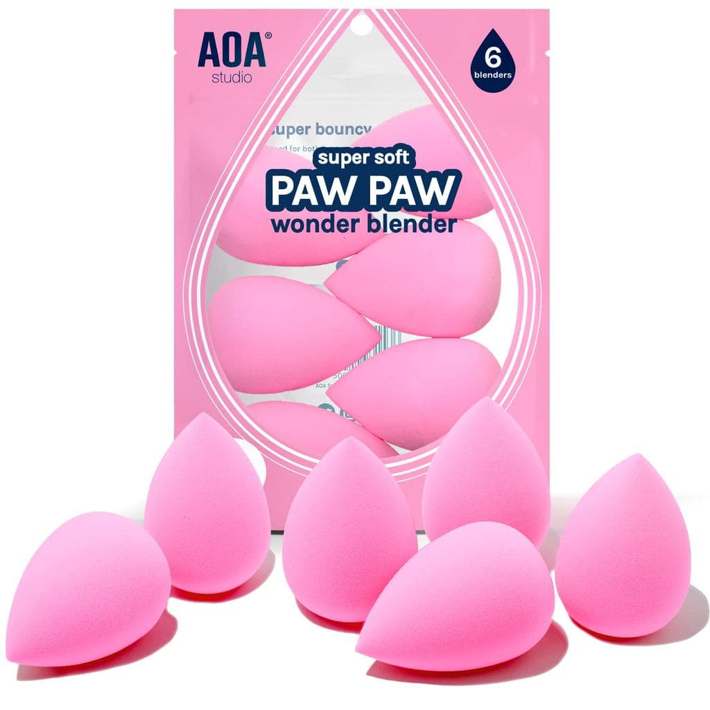 Conjunto de Esponjas de Maquiagem AOA Studio Collection, Sem Látex e de Alta Definição, Conjunto de 6 Esponjas Wonder Bl