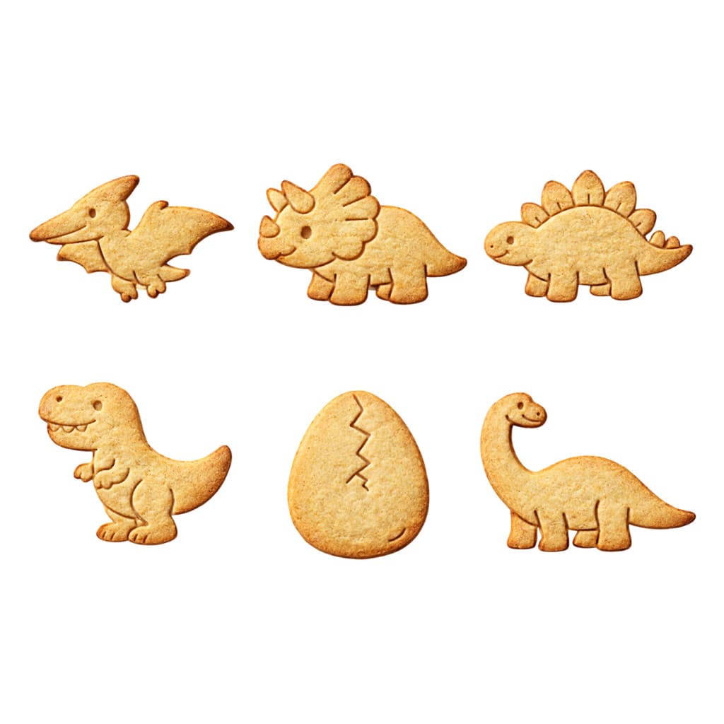 Kit 6 Cortador Marcador Cookie Biscoito Dinossauros T-rex Top