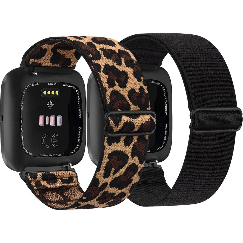 2 Pulseiras Elásticas Compatíveis com Fitbit Versa / Versa 2, Pulseira Esportiva Ajustável de Nylon para Mulheres e Home