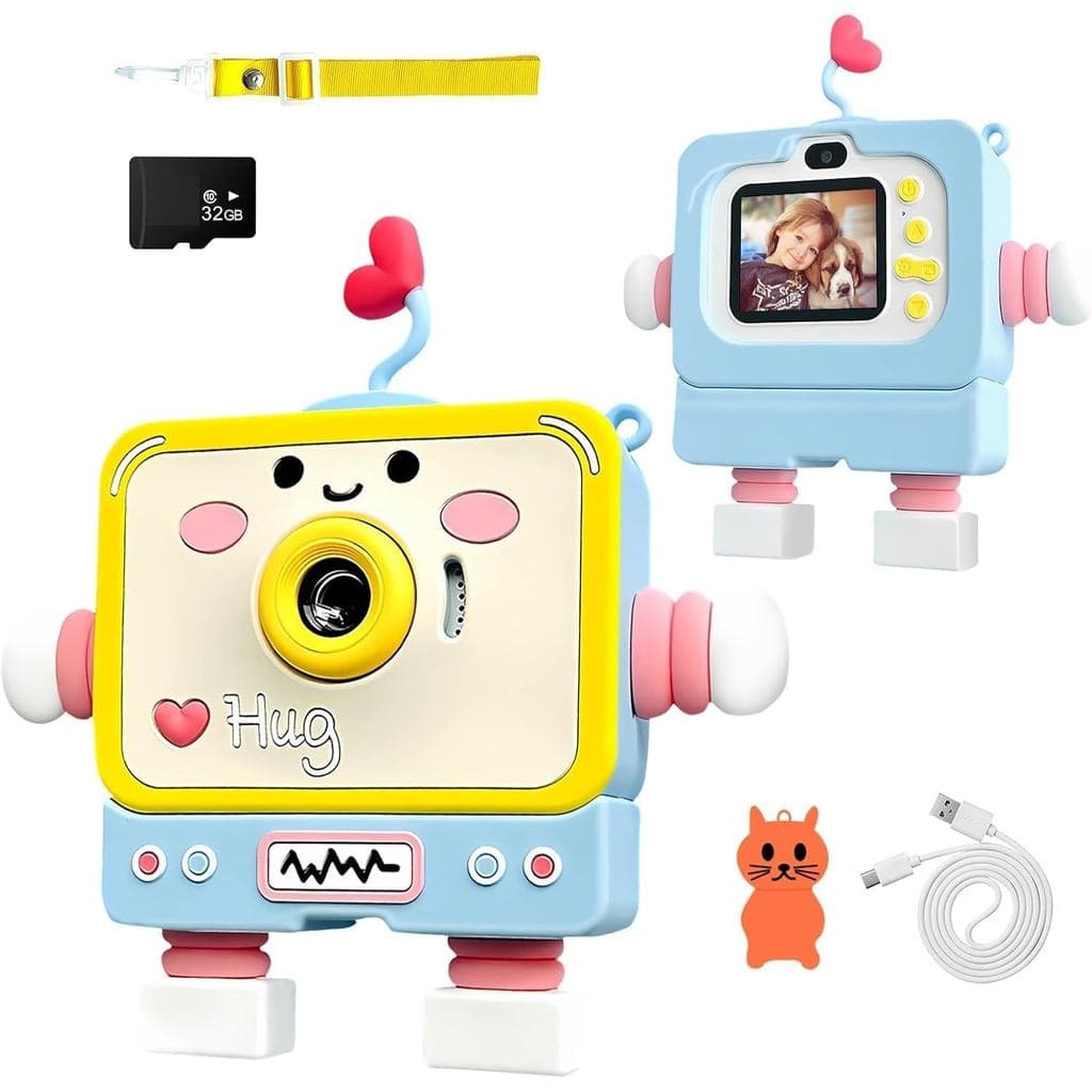 Câmera Infantil para Crianças de 3 a 12 Anos, Câmera de Brinquedo com Tela de 2 Polegadas, Filmadora 1080P com Capa de S