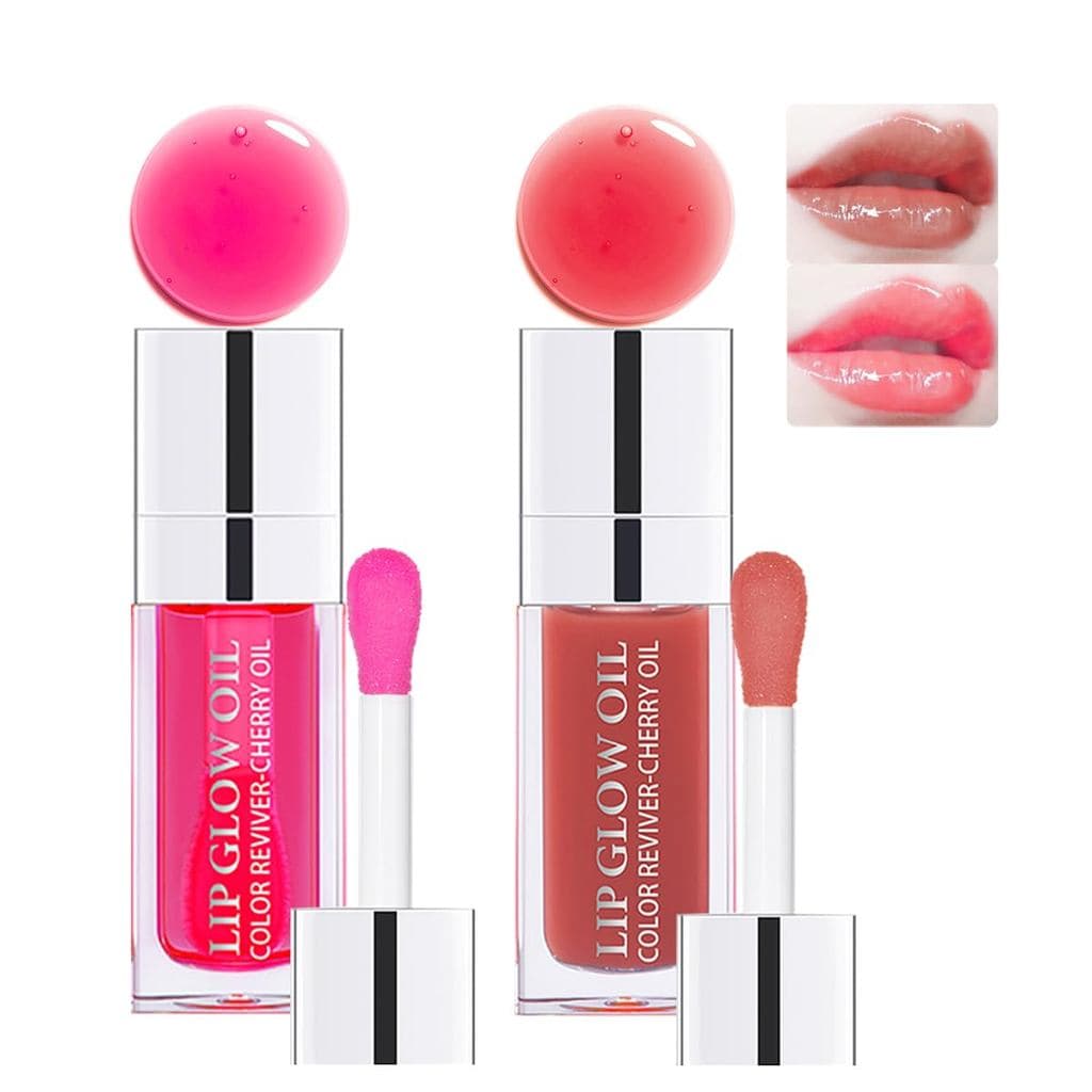 Óleo Labial Hidratante e Volumizador em 2 Cores, Brilho Labial Transparente, Primer e Tintura para Cuidado dos Lábios Se