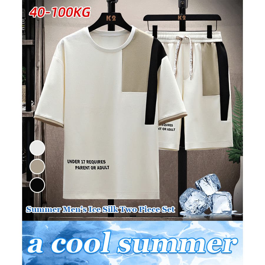 【Design Moderno e Leve】Terno esportivo masculino de verão, gola redonda, modelagem ampla, ultrafino, com estampa/Moda Ma