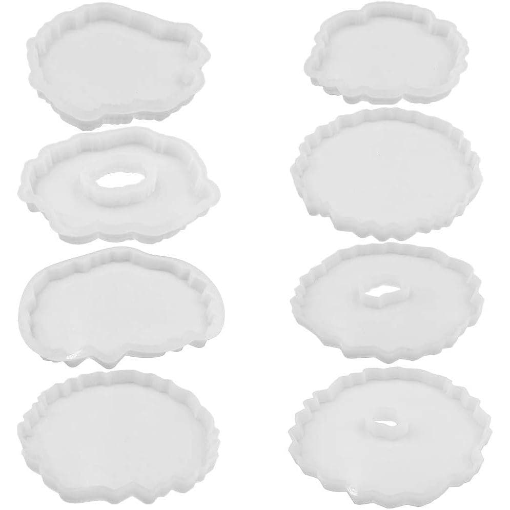 SENHAI 8 Peças Moldes de Silicone para Resina Epóxi, Moldes Irregulares para Porta-Copos de Geodo para Artesanato DIY, D
