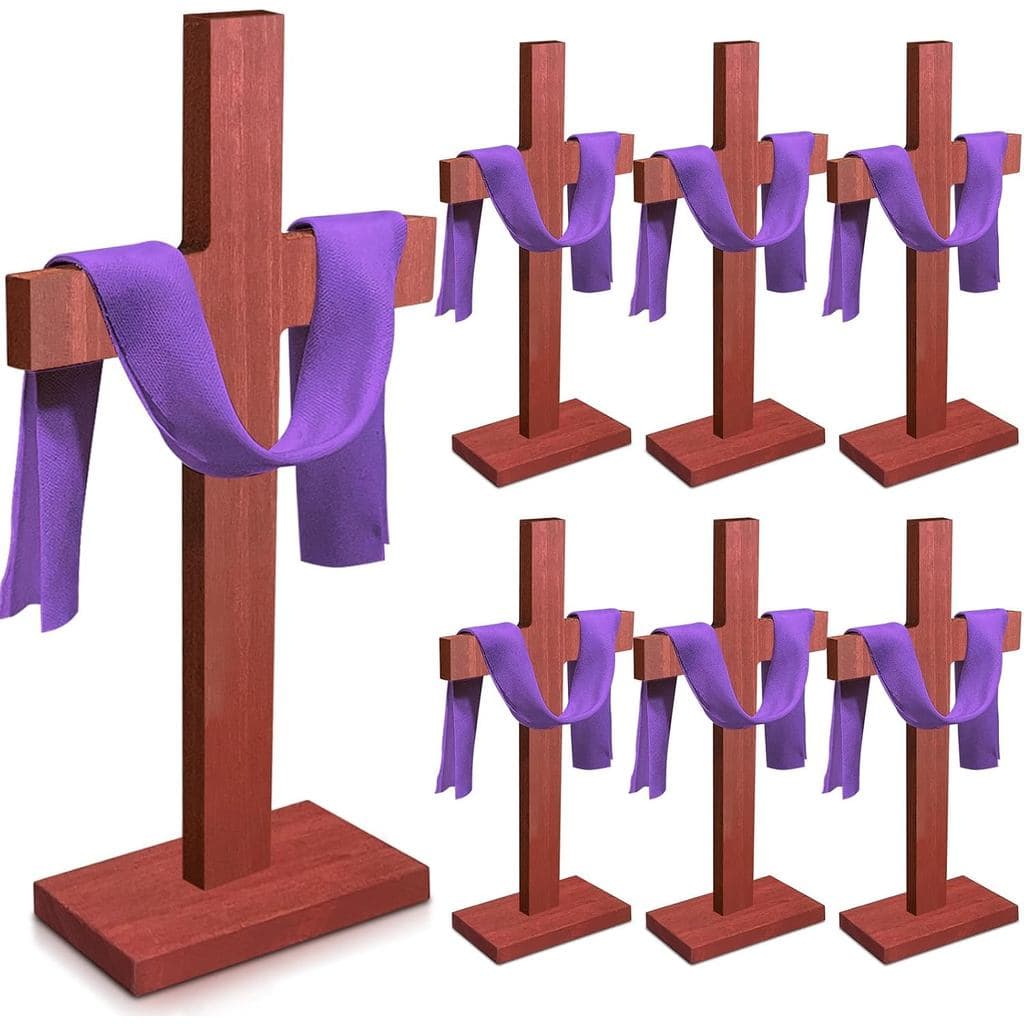 6 Peças de Cruz de Madeira para Decoração de Mesa, Cruz de Madeira de Páscoa para Centro de Mesa, Decoração para Presépi