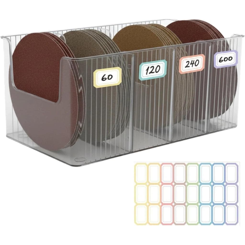 Conjunto de Suporte para Lixa e Prateleira de Armazenamento - Design Pré-Montado para Discos de Lixa de 5 Polegadas, Org