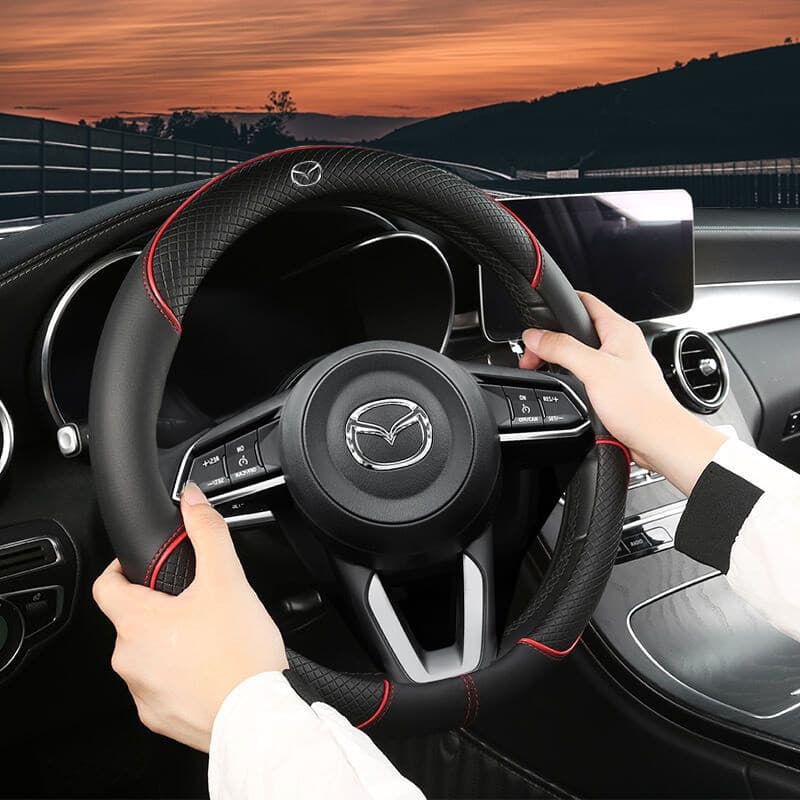 [Novo] Capa de Volante de Couro para Mazda CX-3 MX-5 Atenza Millenia Fighter Mizer RX-8 Mazda5, Novo Design Ultra-Fino e