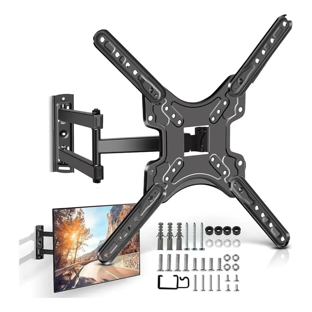Suporte para TV Articulado Duplo 14 a 60 Polegadas Giratório 360° Ajustável Parede Reforçado até 35kg Anti-Ferrugem