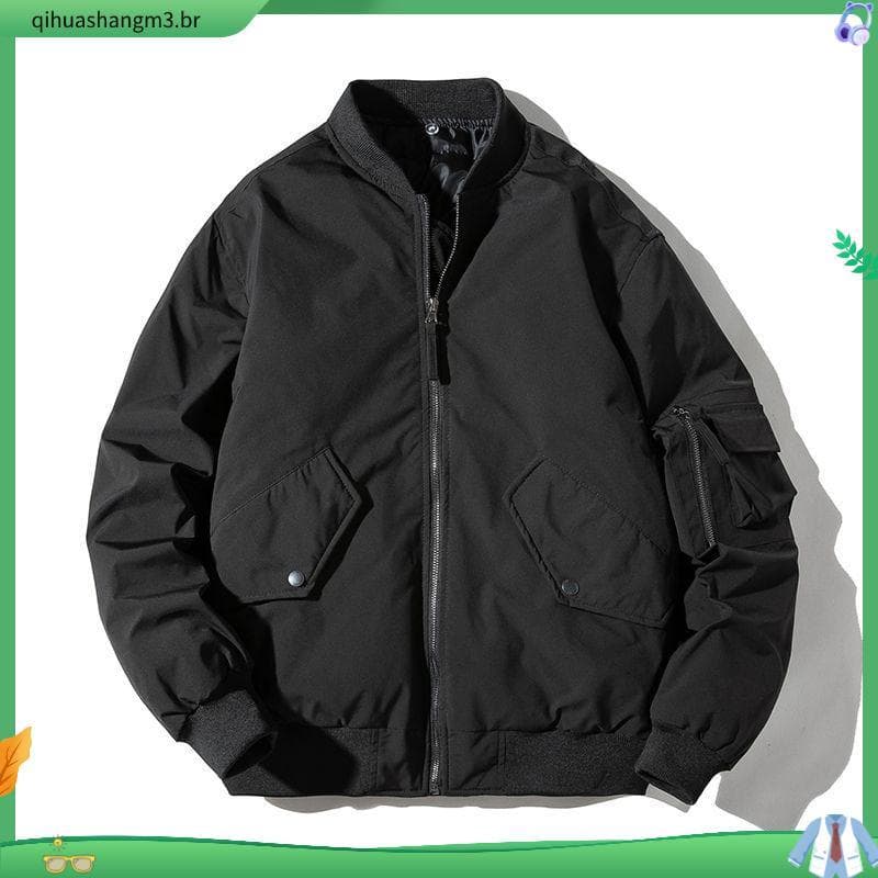 Outono inverno jaqueta masculina na moda Casual bombardeiro jaqueta Street Wear solto engrossado uniforme de beisebol da