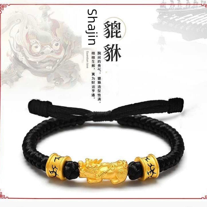 Vietnam areia ouro Pixiu masculino feminino estilo casal pulseira presente de aniversário corda tecida à mão corda verme