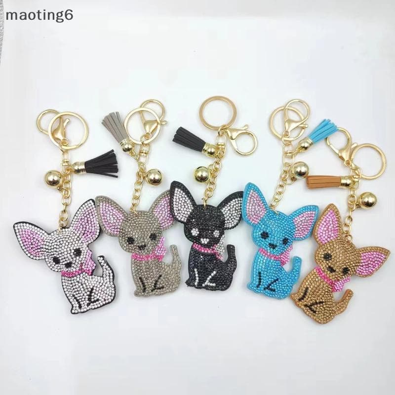 Chihuahua Cão Cristal Chaveiro Saco Acessórios Para Mulheres Gato Alemão Jóias