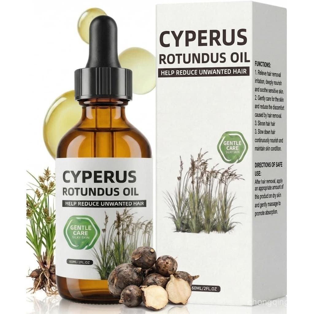 Óleo de Cyperus Rotundus para Remoção de Pelos - Extrato Natural de Cyperus Rotundus, Sérum Suave para Cuidados Pós-Depi