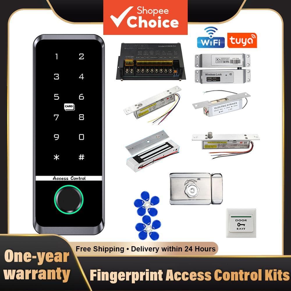 Kit De Controle De Acesso Por Aplicativo WiFi RFID Teclado De Impressão Digital Conjunto De Fechadura Elétrica Externa