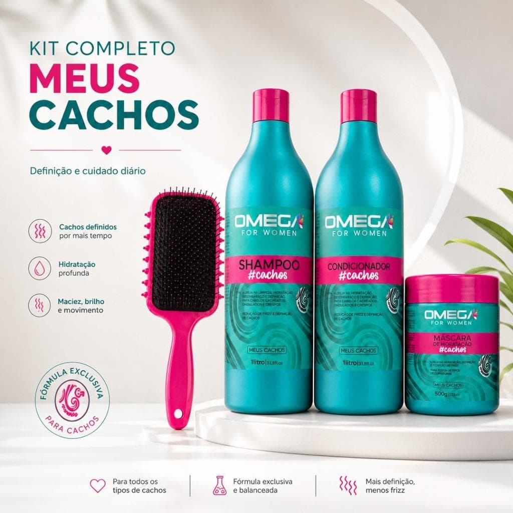 KIT ATIVADOR DE CACHOS COM ESCOVA DE FITAGEM - 4 ITENS