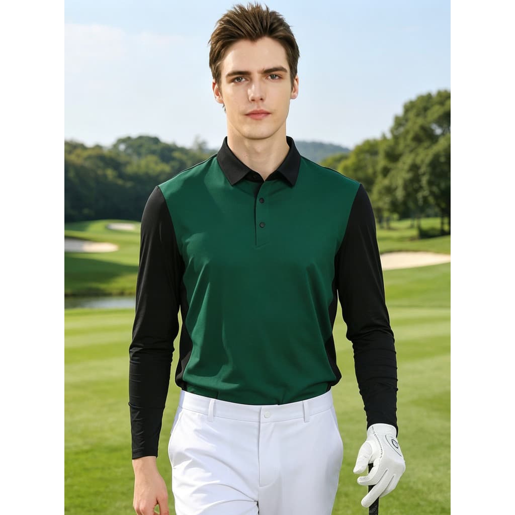 Verão golfe protetor solar roupas masculinas de seda gelo de secagem rápida respirável manga comprida camiseta roupas de