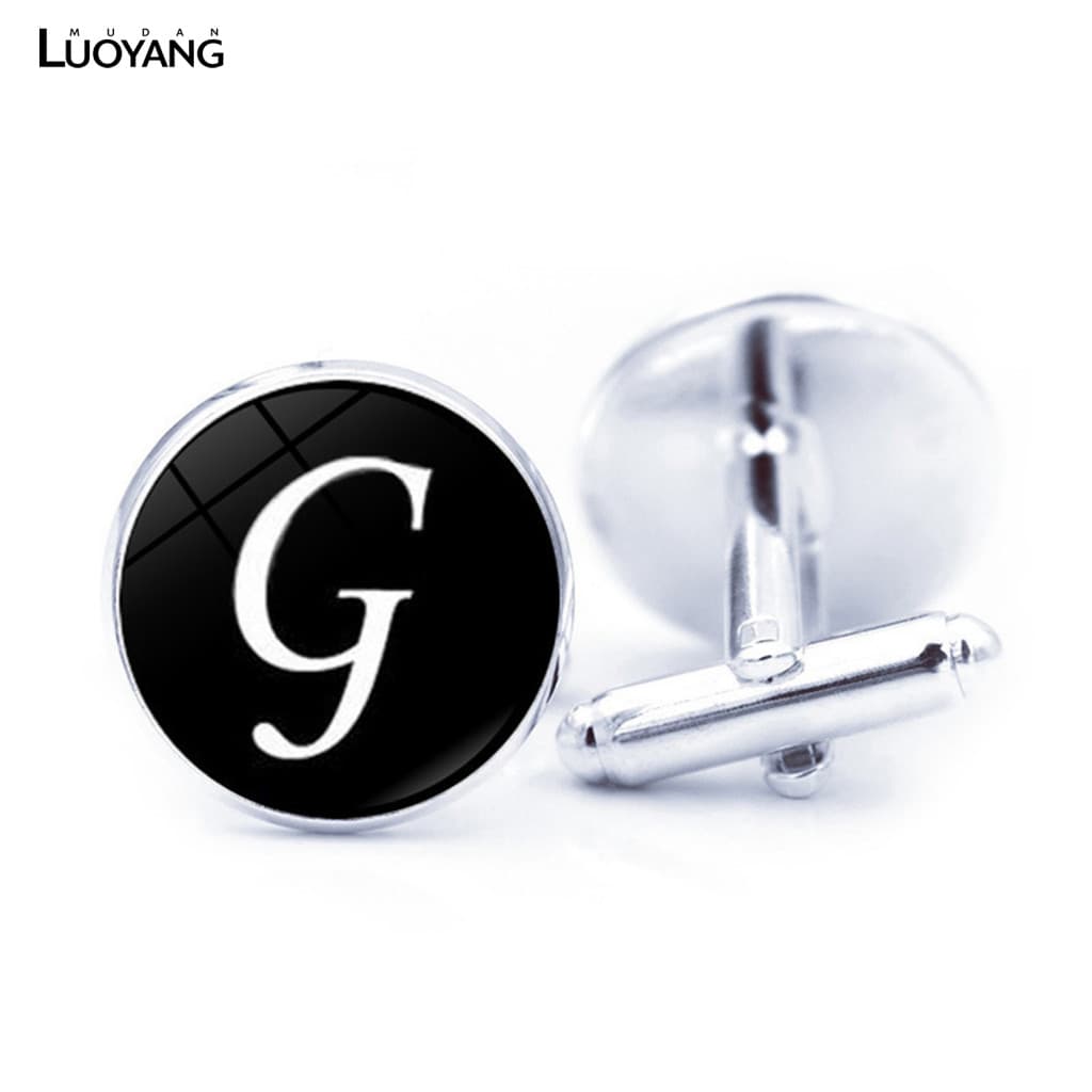 1 Par Masculino Abotoaduras Carta Padrão Galvanoplastia Superfície Lisa Requintado Artesanato Item De Moda Decorar Liga