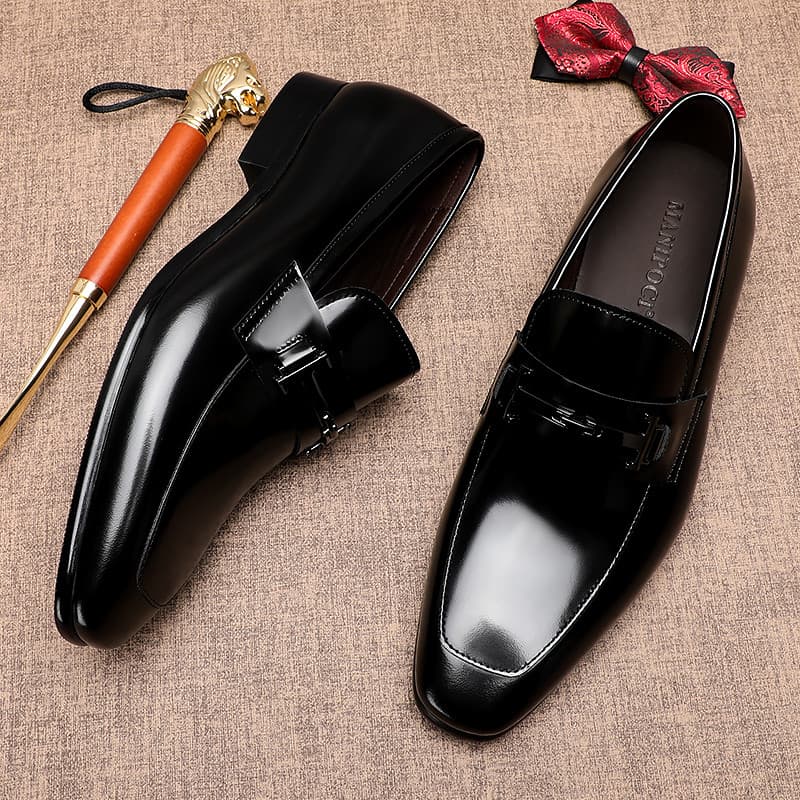 Moda Set-on estilo britânico sapatos de couro masculino All-Match negócios sapatos casuais dedo do pé quadrado deslizame