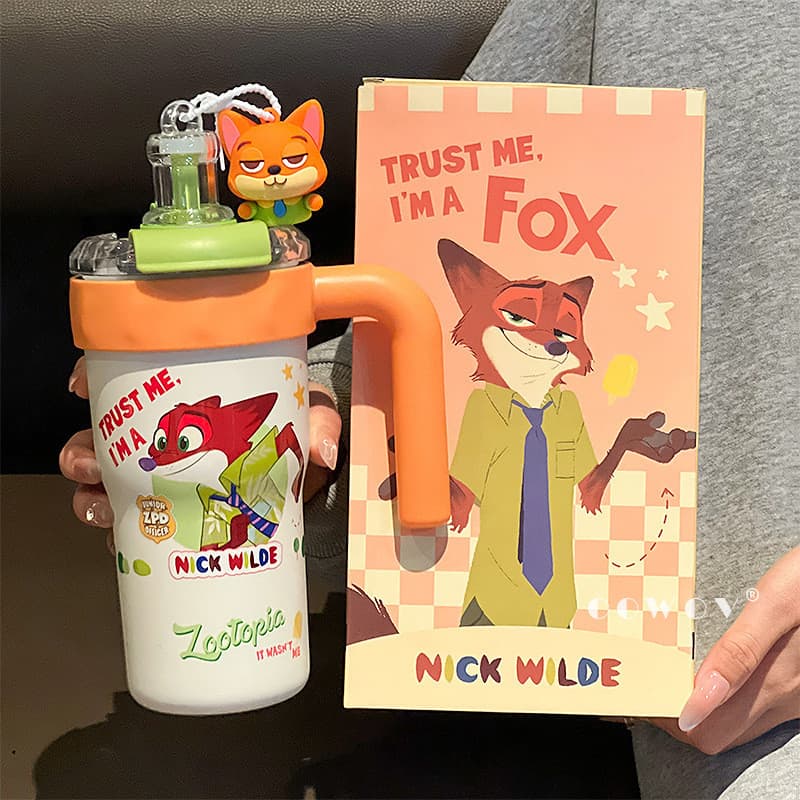 Crazy Zoo Judy Nick Copo térmico feminino de grande capacidade para casal copo de água copo de palha de escritório de al