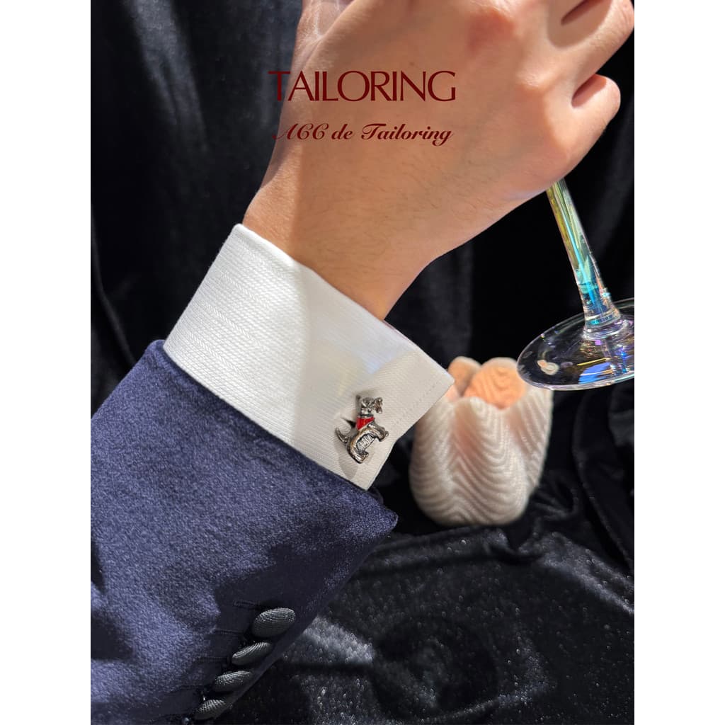 Abotoaduras Schnauzer Animal Forma Abotoaduras Terrier Homens Retro Divertido Camisa Francesa Zircon Cuff Nails