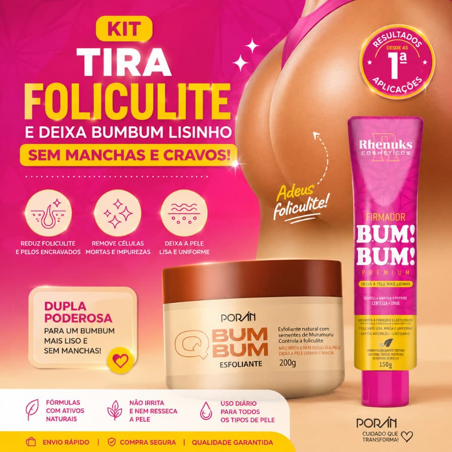 Kit Tira Foliculite e Deixa Bumbum Lisinho Sem Manchas e Cravos - Poran