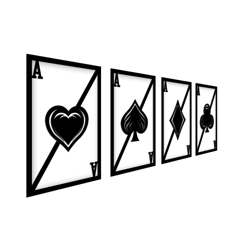 Quadro Vazado MDF 3mm Cartas de Baralho Royal Flush Estilo Jogo e Decoração
