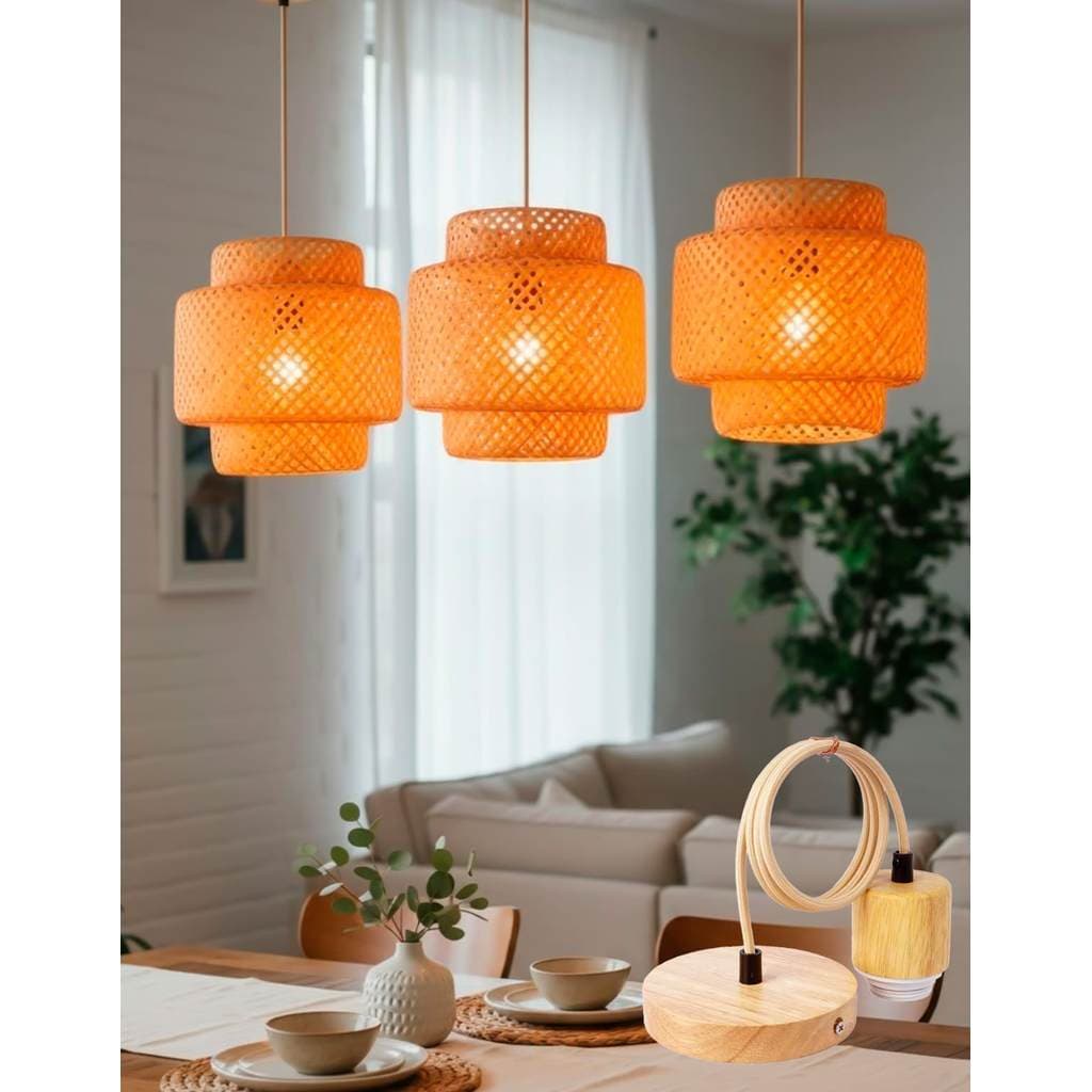 Luminária Teto Bambu Área Festa Teto Sala Restaurante Moderno Decoração Rattan Elegante Trançado