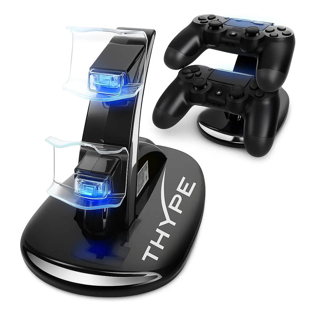 Base De Carregamento Dupla Thype Com Led Para Controles Ps4 Preto 5v