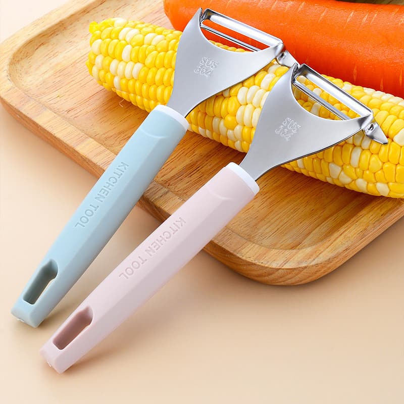 Descascador de aço inoxidável 304 com cabo estilo nórdico, raspador de lâmina plana, faca de descascar para cozinha, des