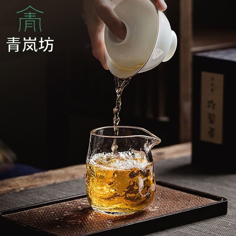 Copo de servir em vidro martelado estilo japonês, vidro de borosilicato de, dispensador de chá resistente