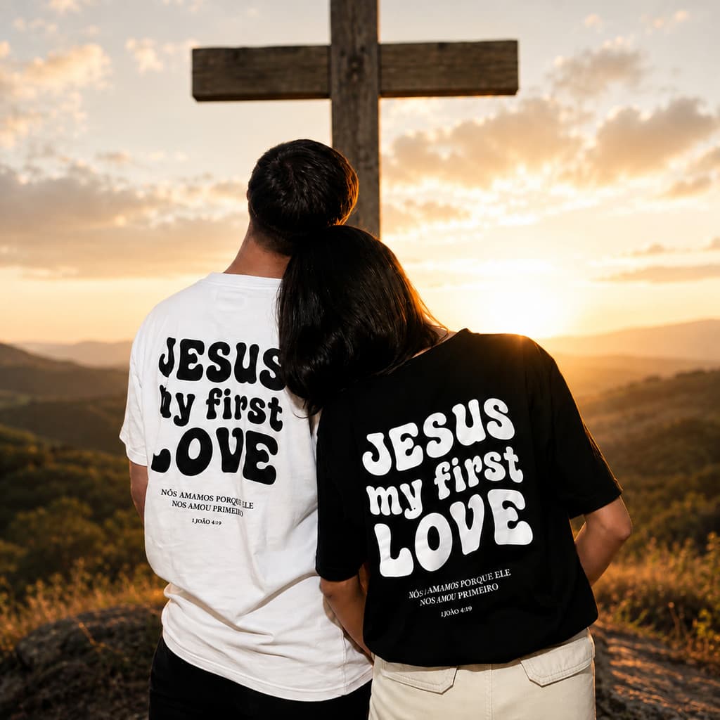 Kit 2 Casal Camiseta Oversized Suedini Cristã Basica Casal Evangélica Fé Religiosa Igreja