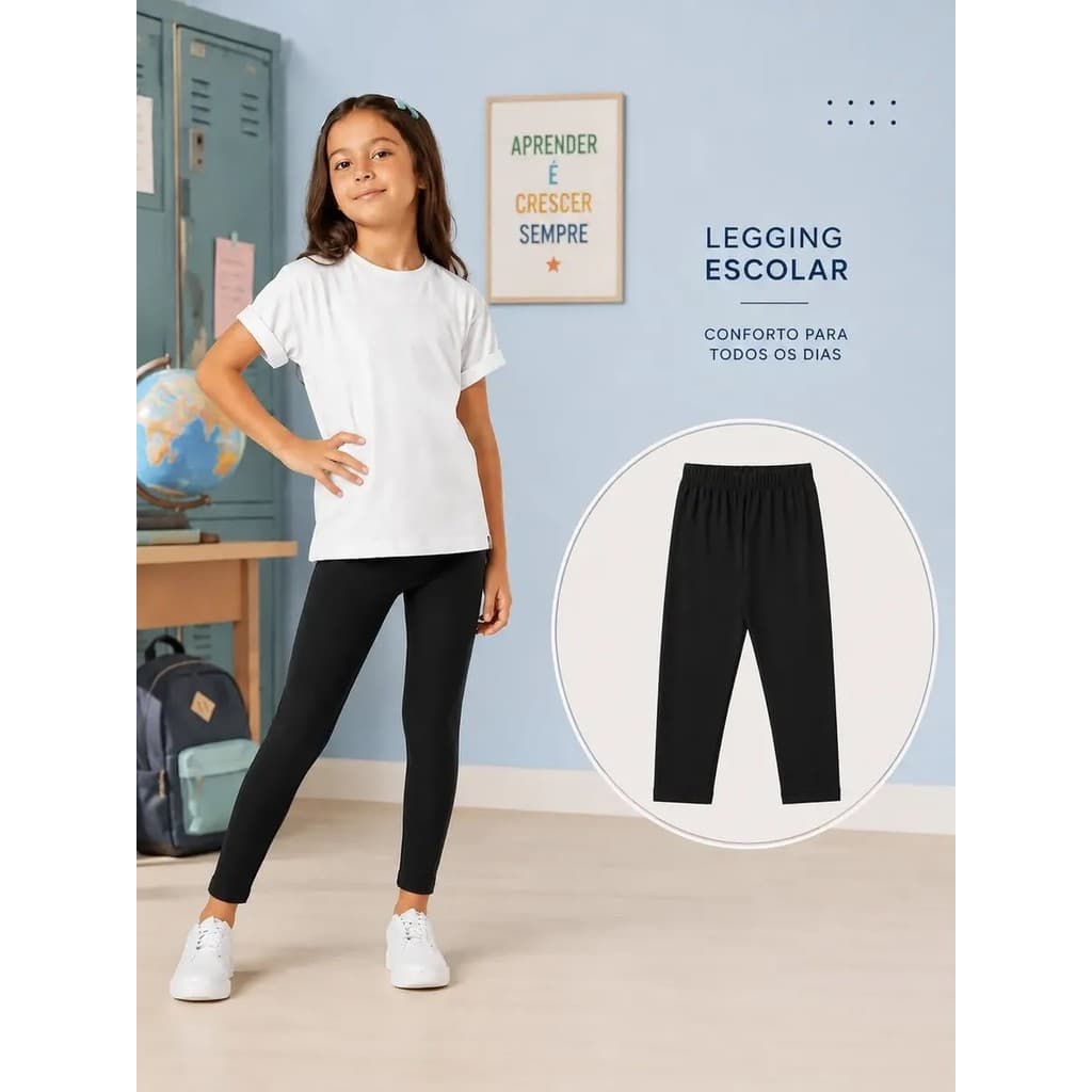 Calça Legging Infantil Menina Suplex Escolar