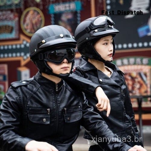 Capacete de motocicleta retrô, capacete aberto com viseira e óculos de proteção para motociclistas e scooteristas Moto V
