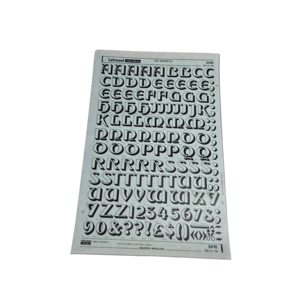 Letraset 25 X 38 cm Letras Adesivas Ref. 2416 Altura 22,2 mm