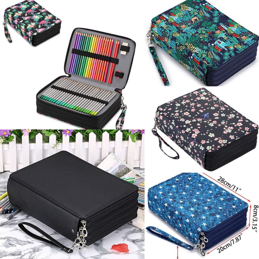 Estojo de grande capacidade com 200 compartimentos para canetas, bolsa de PU, material escolar/para pintura artística YM