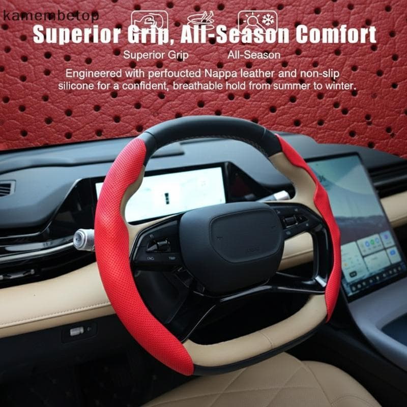 Capa Universal Para Volante De 38CM , 2 Peças , Fibra De Carbono , Silicone , Antiderrapante , Impulsionador Carro , SUV