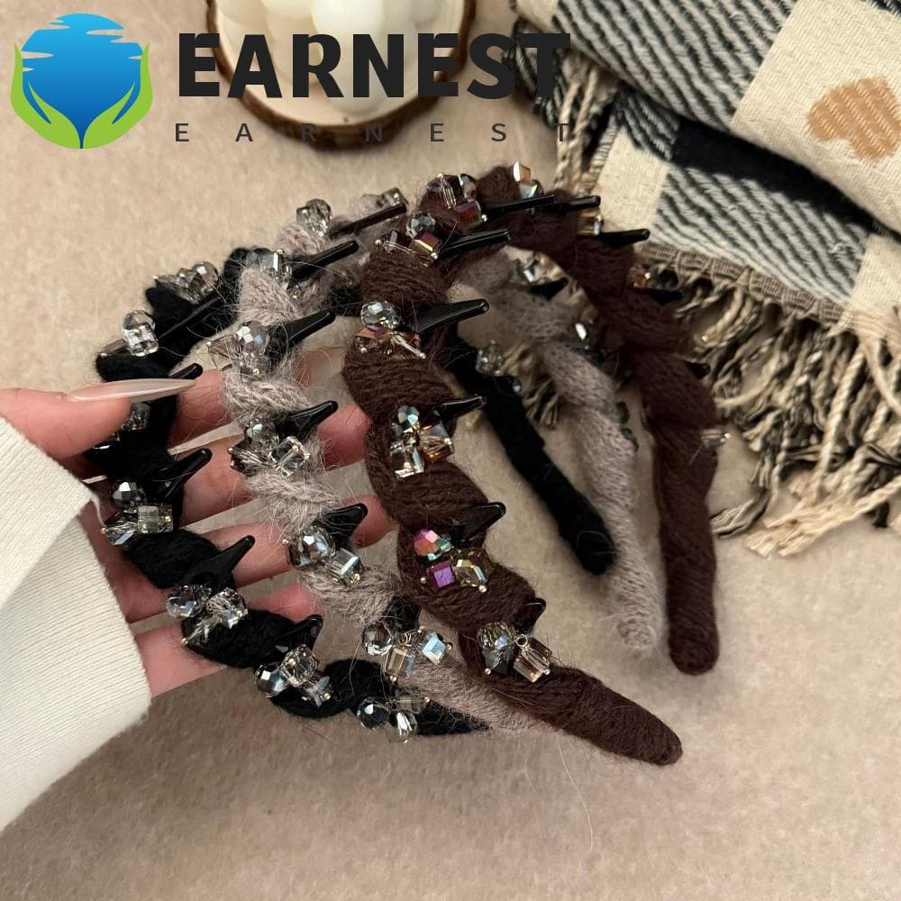 Tiara Ondulada de Pelúcia EARNEST, Acessórios para Cabelo, Tiara Antiderrapante Cor Mailard, Strass K0TQ