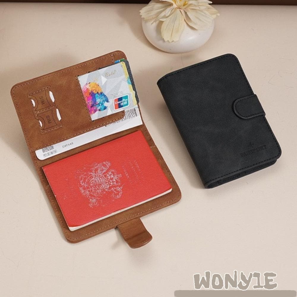 Bolsa Para Passaporte WONY1E , Porta-De Couro De Cor Sólida , Capas Multifuncionais , Homens E Mulheres