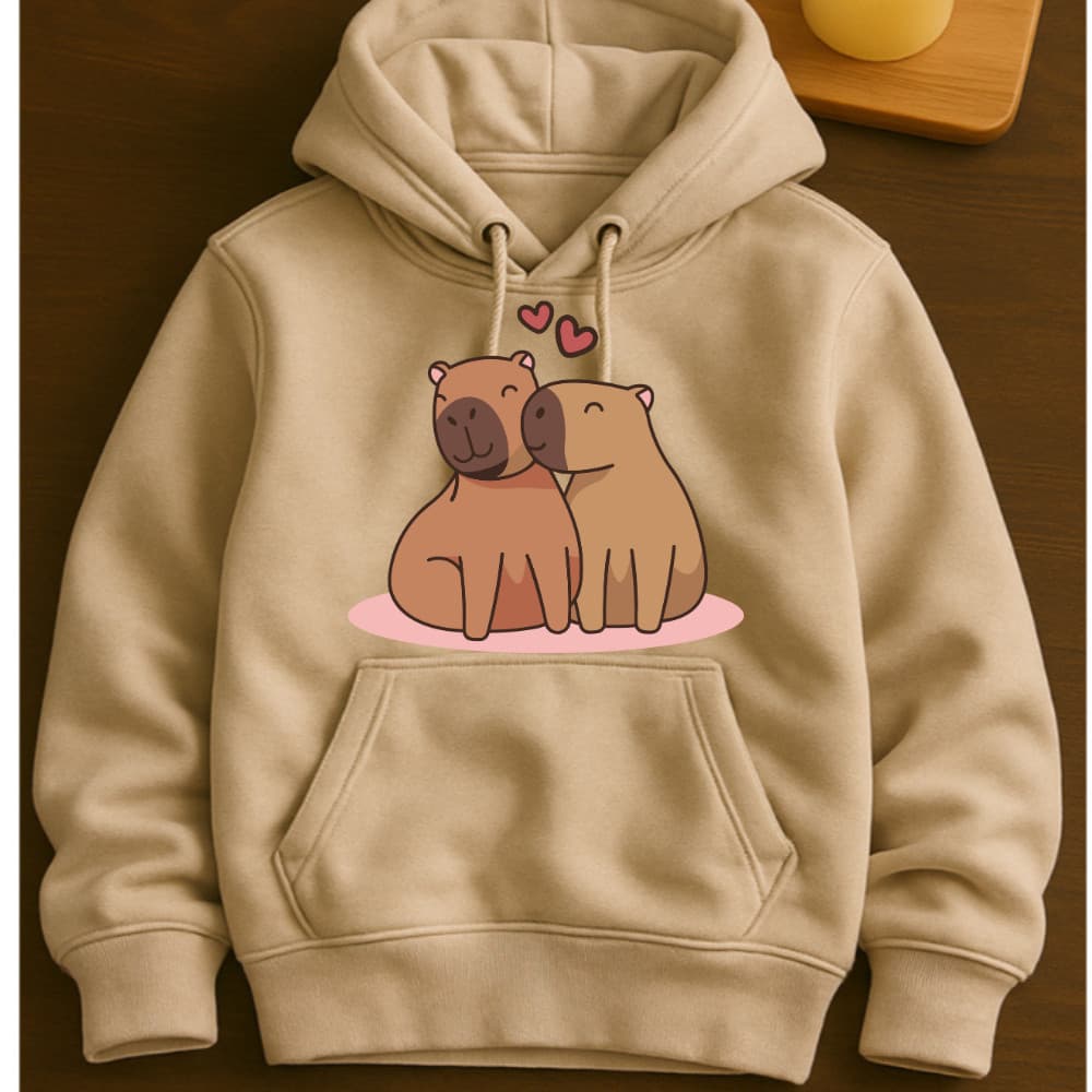 Moletom Canguru Infantil Capivara Casal Fofo Com Capuz Blusa de Frio Quentinho Menino Menina