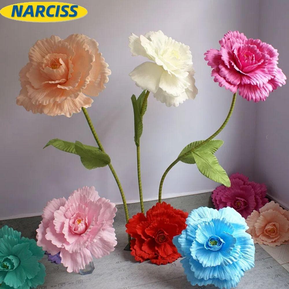NARCISSUSPW PE Espuma Rosa , Simulação De Seda Gigante Flores De 30cm Artificiais Peônia Ramo Parede