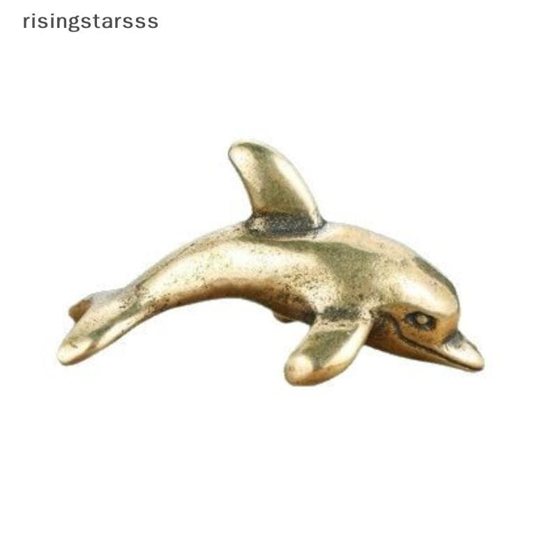 Mini Estatueta De Golfinho De Latão , Vintage , Artesanal , Acabamento Rústico , Estátua Colecionável Para Aquário , Cas