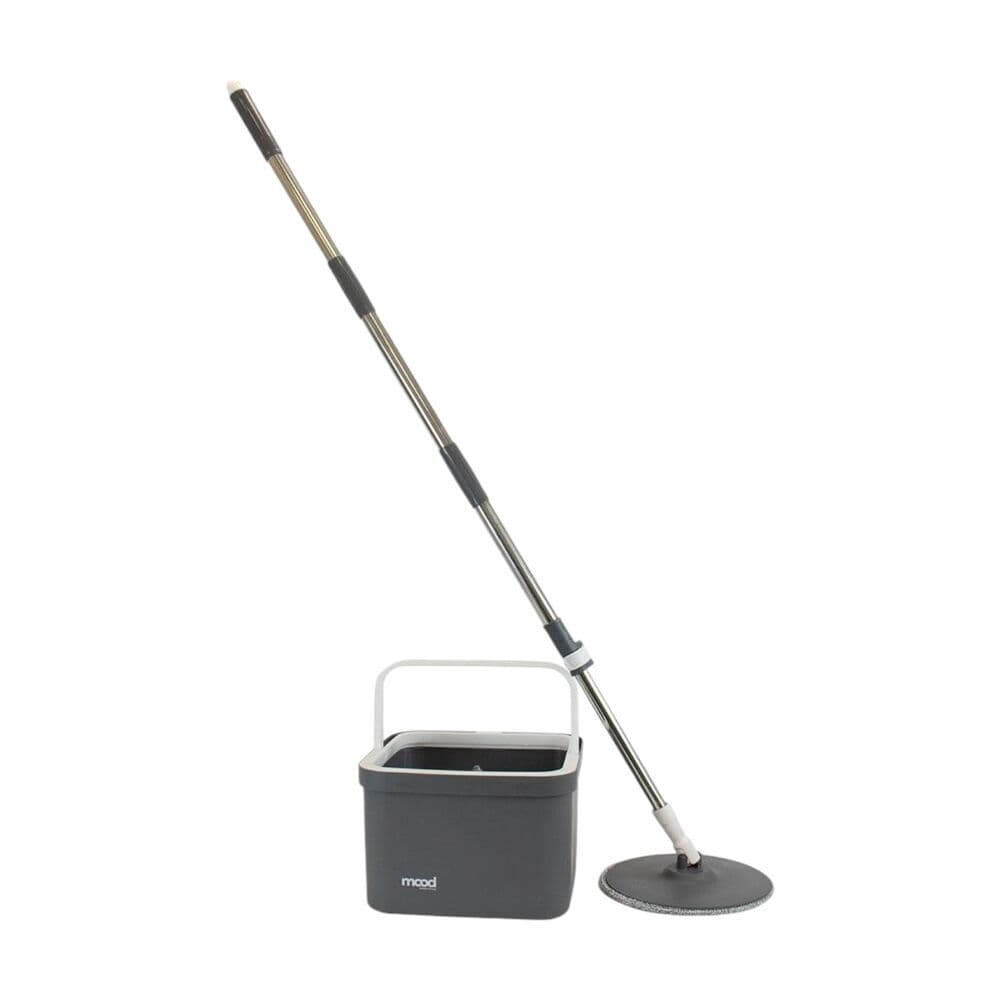 Mop Rotatório com Balde Compacto Quadrado Cinza/Branco Sistema Inteligente