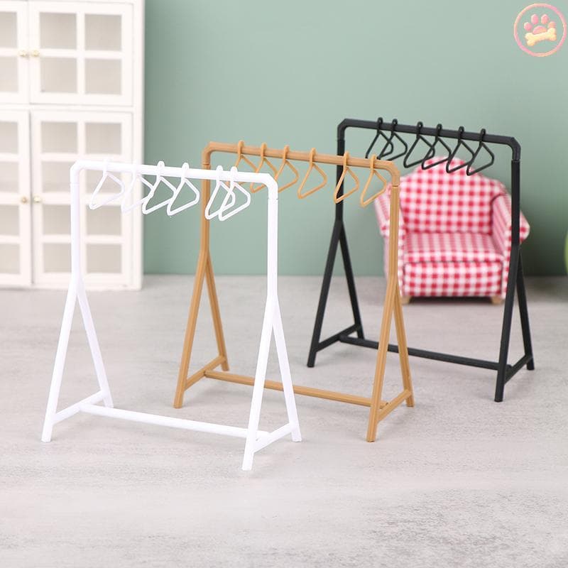 Carro 1/12 Casa De Bonecas Roupas Ra Organizador De Vestuário Cabides Conjunto Mini Móveis Decoração Acessórios Quente