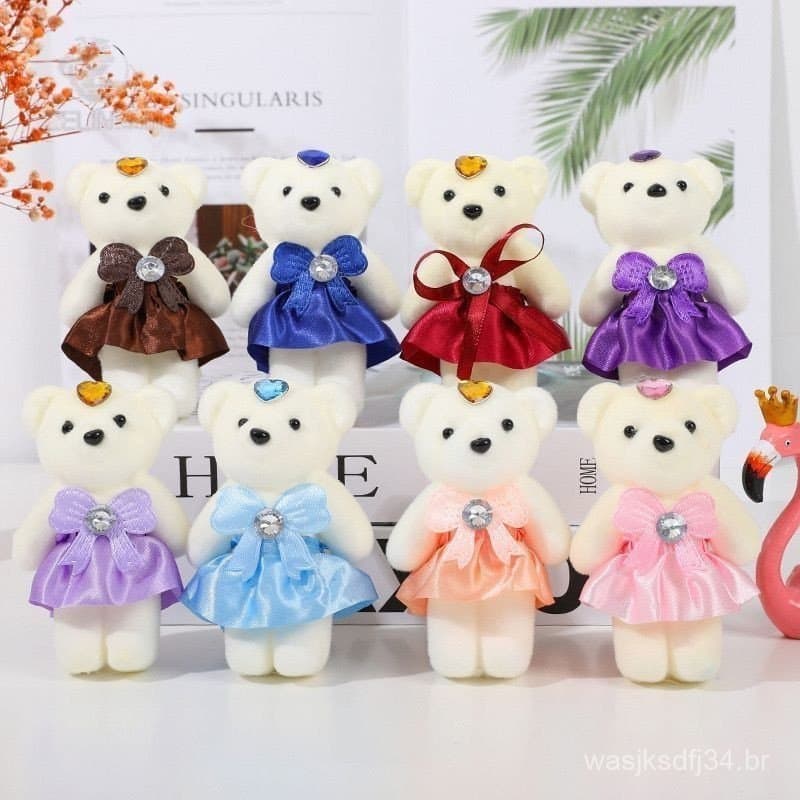 Conjunto 12: Mini Ursos de Pelúcia 12/6 peças Pelúcia Durável/Bonecos Fofos
