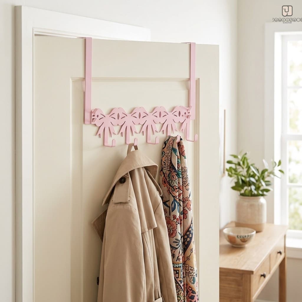 Gancho De Casaco Montado Na Parede De Ferro Rosa Com Design De Arcos Para Entrada , Quarto , Sala De Estar