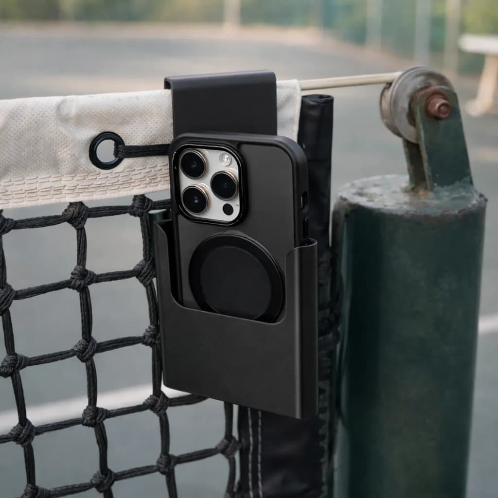 Suporte Duplo Celular p/ Rede Vôlei Beach Tennis Futevôlei Tênis Fixação Firme Filmagem Treino Pro