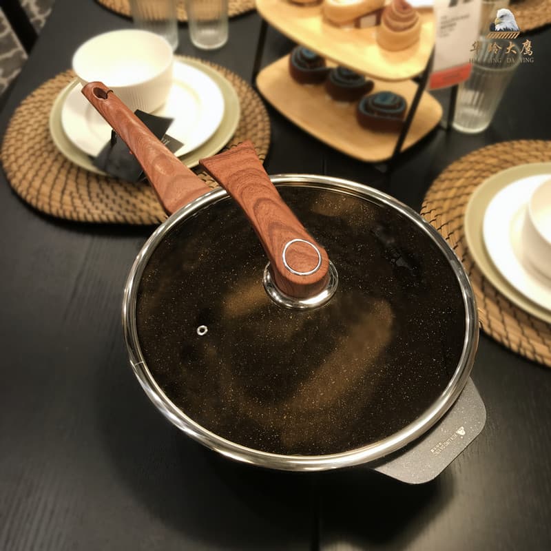 Hualing Daying pedra médica wok antiaderente wok frigideira frigideira doméstica 3-4 pessoas fogão de indução fogão a gá