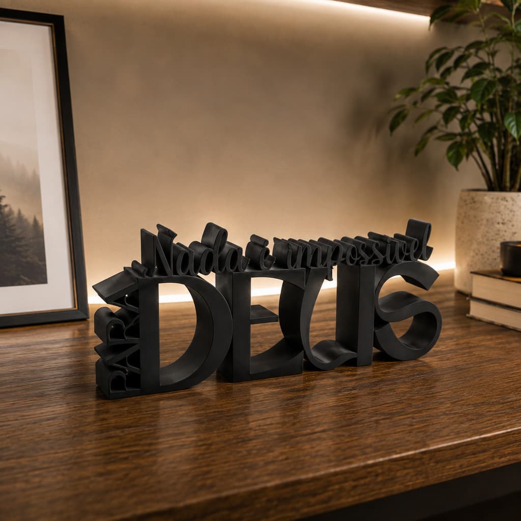 Decoração Cristã Para Deus Nada é Impossível | Enfeite 3D Minimalista Decoração moderna para Sala e Quarto