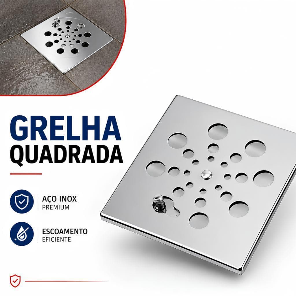 Grelha Quadrada Inox Rotativa para Ralo Banheiro e Cozinha