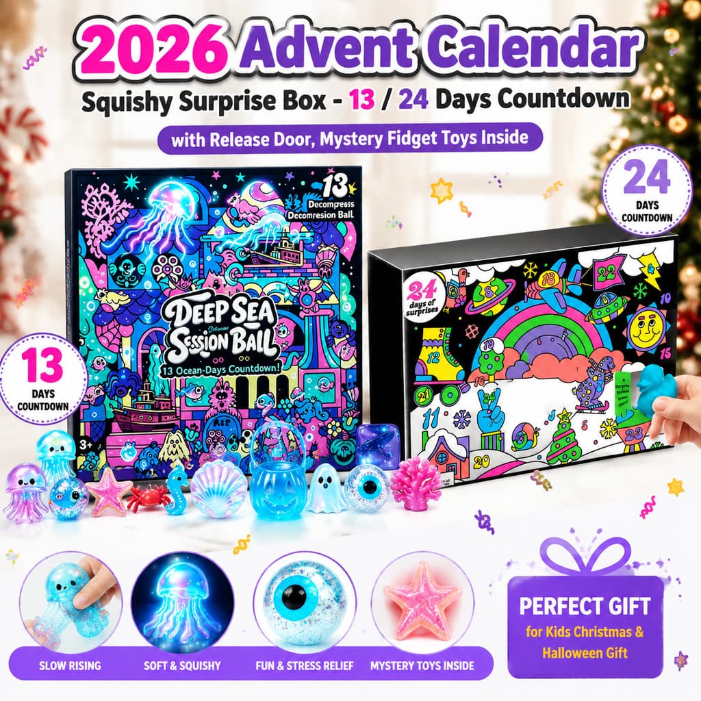 Calendário Surpresa Do Advento 2026 Contagem Regressiva De 24 Dias Com Brinquedos Misteriosos Squishy Fidget , Portas De