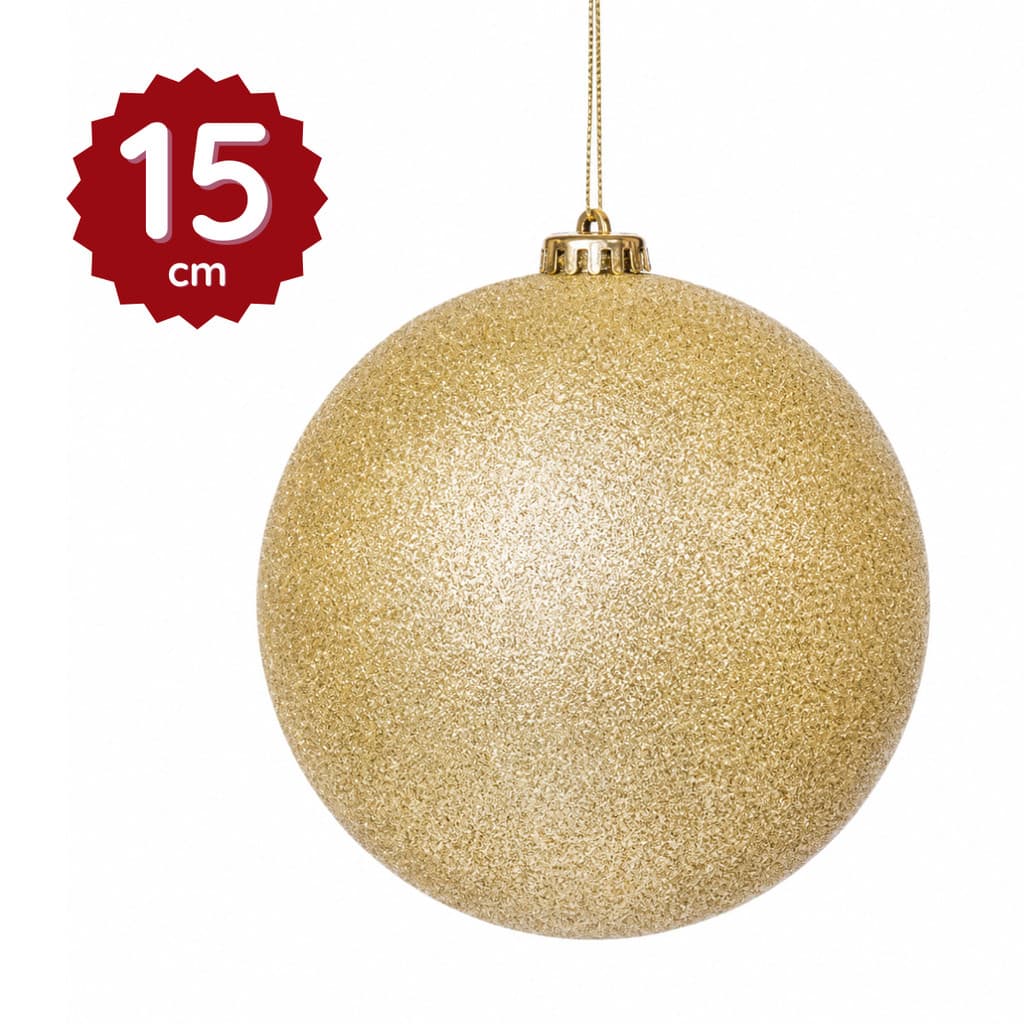 Bola Natal Glitter Dourada 15cm Grande Enfeite Árvore Decoração Natalina Laço Pendurar Unidade