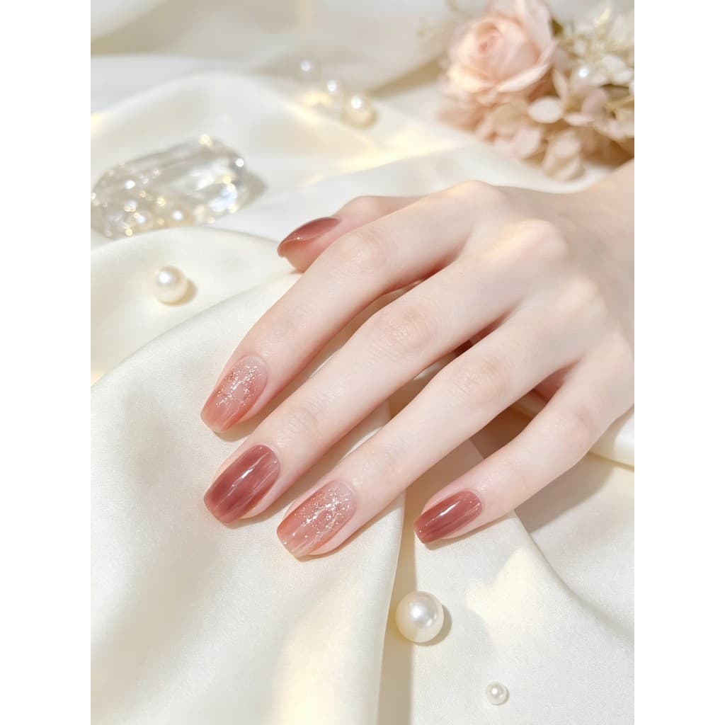 Linda capa sem cozimento adesivos de unhas Maltose menina manicure suave de longa duração à prova d'água sem necessidade